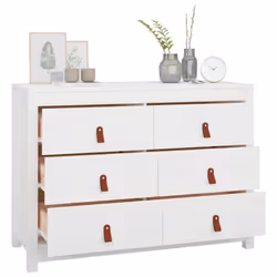vidaXL Side Cabinet Side Table Storage Cupboard Sideboard Solid Wood Pine - White, 100 x 40 x 72 cm - Additional view 6