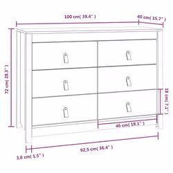 vidaXL Side Cabinet Side Table Storage Cupboard Sideboard Solid Wood Pine - White, 100 x 40 x 72 cm - Additional view 9