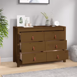 vidaXL Side Cabinet Side Table Storage Cupboard Sideboard Solid Wood Pine - Honey brown, 100 x 40 x 72 cm - Additional view 5