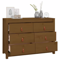 vidaXL Side Cabinet Side Table Storage Cupboard Sideboard Solid Wood Pine - Honey brown, 100 x 40 x 72 cm - Additional view 6