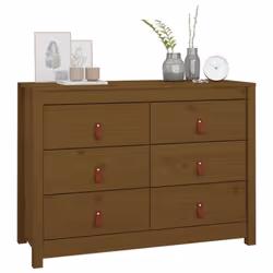vidaXL Side Cabinet Side Table Storage Cupboard Sideboard Solid Wood Pine - Honey brown, 100 x 40 x 72 cm - Additional view 7