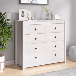 vidaXL Side Cabinet Side Table Storage Cupboard Sideboard Solid Wood Pine - White, 100 x 40 x 90 cm - Additional view 6