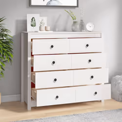 vidaXL Side Cabinet Side Table Storage Cupboard Sideboard Solid Wood Pine - White, 100 x 40 x 90 cm - Additional view 7