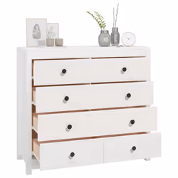 vidaXL Side Cabinet Side Table Storage Cupboard Sideboard Solid Wood Pine - White, 100 x 40 x 90 cm - Additional view 8