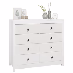 vidaXL Side Cabinet Side Table Storage Cupboard Sideboard Solid Wood Pine - White, 100 x 40 x 90 cm - Additional view 9