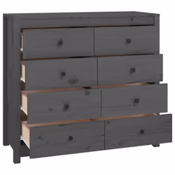 vidaXL Side Cabinet Side Table Storage Cupboard Sideboard Solid Wood Pine - Grey, 100 x 40 x 90 cm - Additional view 3