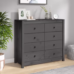 vidaXL Side Cabinet Side Table Storage Cupboard Sideboard Solid Wood Pine - Grey, 100 x 40 x 90 cm - Additional view 6