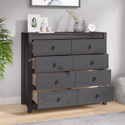 vidaXL Side Cabinet Side Table Storage Cupboard Sideboard Solid Wood Pine - Grey, 100 x 40 x 90 cm - Additional view 7