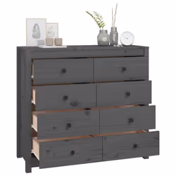 vidaXL Side Cabinet Side Table Storage Cupboard Sideboard Solid Wood Pine - Grey, 100 x 40 x 90 cm - Additional view 8