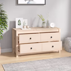 vidaXL Side Cabinet Side Table Storage Cupboard Sideboard Solid Wood Pine - Brown, 100 x 40 x 54 cm - Additional view 7