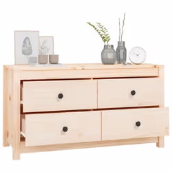 vidaXL Side Cabinet Side Table Storage Cupboard Sideboard Solid Wood Pine - Brown, 100 x 40 x 54 cm - Additional view 8