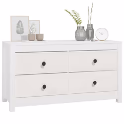 vidaXL Side Cabinet Side Table Storage Cupboard Sideboard Solid Wood Pine - White, 100 x 40 x 54 cm - Additional view 10