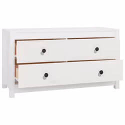 vidaXL Side Cabinet Side Table Storage Cupboard Sideboard Solid Wood Pine - White, 100 x 40 x 54 cm - Additional view 6