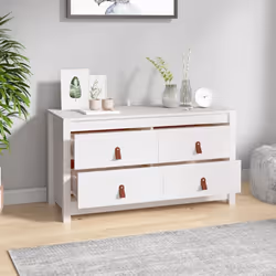 vidaXL Side Cabinet Side Table Storage Cupboard Sideboard Solid Wood Pine - White, 100 x 40 x 54 cm - Additional view 8