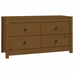 vidaXL Side Cabinet Side Table Storage Cupboard Sideboard Solid Wood Pine - Honey brown, 100 x 40 x 54 cm - Additional view 5