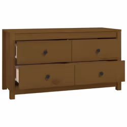 vidaXL Side Cabinet Side Table Storage Cupboard Sideboard Solid Wood Pine - Honey brown, 100 x 40 x 54 cm - Additional view 6