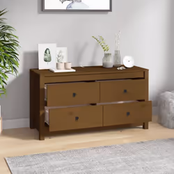 vidaXL Side Cabinet Side Table Storage Cupboard Sideboard Solid Wood Pine - Honey brown, 100 x 40 x 54 cm - Additional view 8