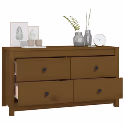 vidaXL Side Cabinet Side Table Storage Cupboard Sideboard Solid Wood Pine - Honey brown, 100 x 40 x 54 cm - Additional view 9