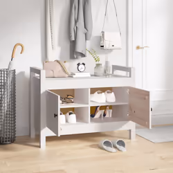 vidaXL Solid Wood Pine Hall Bench Chair Multi Colours 80x40x43 cm/80x40x60 cm - White, 80 x 40 x 60 cm - Additional view 5