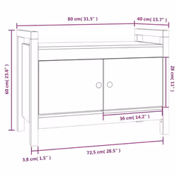 vidaXL Solid Wood Pine Hall Bench Chair Multi Colours 80x40x43 cm/80x40x60 cm - White, 80 x 40 x 60 cm - Additional view 9