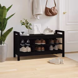 vidaXL Solid Wood Pine Hall Bench Chair Multi Colours 80x40x43 cm/80x40x60 cm - Black, 110 x 40 x 60 cm - Additional view 4
