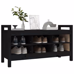 vidaXL Solid Wood Pine Hall Bench Chair Multi Colours 80x40x43 cm/80x40x60 cm - Black, 110 x 40 x 60 cm - Additional view 5