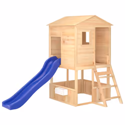 vidaXL Outdoor Playset Garden Playhouse Playground Equipment Solid Wood Fir - brown
