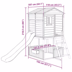 vidaXL Outdoor Playset Garden Playhouse Playground Equipment Solid Wood Fir - grey