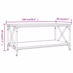 vidaXL Coffee Table Engineered Wood and Iron Accent Table Multi Colours/Sizes - smoked oak, 100 x 50 x 45 cm - Additional view 3