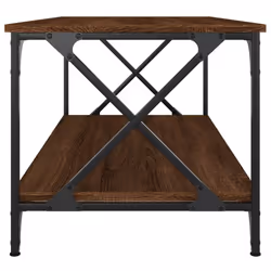 vidaXL Coffee Table Engineered Wood and Iron Accent Table Multi Colours/Sizes - brown oak, 100 x 50 x 45 cm - Additional view 4
