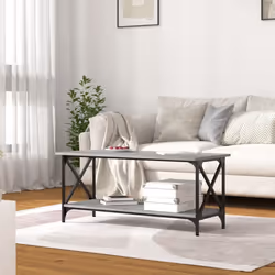 vidaXL Coffee Table Engineered Wood and Iron Accent Table Multi Colours/Sizes - grey sonoma, 100 x 45 x 45 cm - Additional view 2