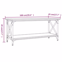 vidaXL Coffee Table Engineered Wood and Iron Accent Table Multi Colours/Sizes - grey sonoma, 100 x 45 x 45 cm - Additional view 3