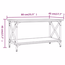 vidaXL Coffee Table Engineered Wood and Iron Accent Table Multi Colours/Sizes - sonoma oak, 80 x 45 x 45 cm - Additional view 3