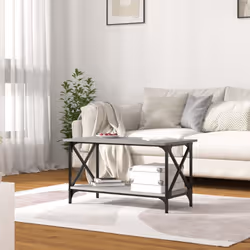 vidaXL Coffee Table Engineered Wood and Iron Accent Table Multi Colours/Sizes - grey sonoma, 80 x 45 x 45 cm - Additional view 2