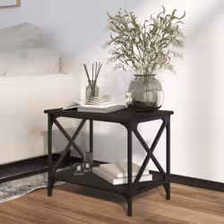 vidaXL Side Table Engineered Wood Accent Tea End Lamp Table Multi Colours - black