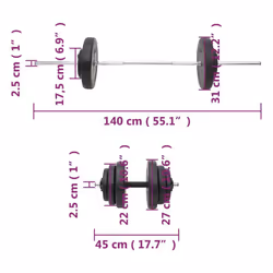 vidaXL Barbell Workout Home Gym Workout Fitness Weight Free Weight Plate Set - 2 x 10 kg + 4 x 5 kg + 6 x 1.25 kg + 4 x 2.5 kg - Additional view 8