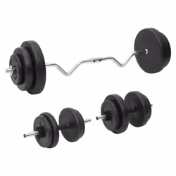 vidaXL Barbell Set Gym Fitness Dumbbell Bar Free Weight Dum Bell Barbell Bar - Super curl bar