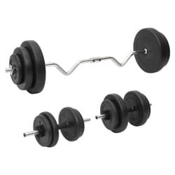 vidaXL Barbell Set Gym Fitness Dumbbell Bar Free Weight Dum Bell Barbell Bar - Super curl bar