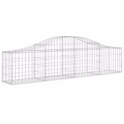 vidaXL Arched Gabion Basket Stone Basket Gabion Retaining Wall Galvanised Iron - 200 x 30 x 40/60 cm/ 2 pcs - Additional view 2