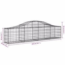 vidaXL Arched Gabion Basket Stone Basket Gabion Retaining Wall Galvanised Iron - 200 x 30 x 40/60 cm/ 3 pcs - Additional view 5
