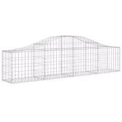 vidaXL Arched Gabion Basket Stone Basket Gabion Retaining Wall Galvanised Iron - 200 x 30 x 40/60 cm/ 5 pcs - Additional view 2