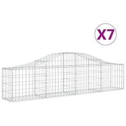 vidaXL Arched Gabion Basket Stone Basket Gabion Retaining Wall Galvanised Iron - 200 x 30 x 40/60 cm/ 7 pcs