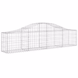 vidaXL Arched Gabion Basket Stone Basket Gabion Retaining Wall Galvanised Iron - 200 x 30 x 40/60 cm/ 7 pcs