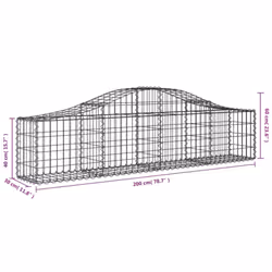 vidaXL Arched Gabion Basket Stone Basket Gabion Retaining Wall Galvanised Iron - 200 x 30 x 40/60 cm/ 7 pcs