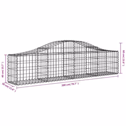 vidaXL Arched Gabion Basket Stone Basket Gabion Retaining Wall Galvanised Iron - 10 pcs, 200 x 30 x 40/60 cm - Additional view 5