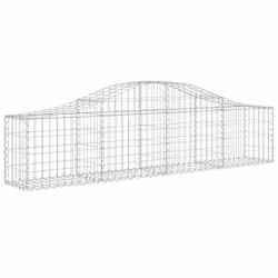 vidaXL Arched Gabion Basket Stone Basket Gabion Retaining Wall Galvanised Iron - 11 pcs, 200 x 30 x 40/60 cm - Additional view 2