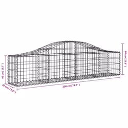 vidaXL Arched Gabion Basket Stone Basket Gabion Retaining Wall Galvanised Iron - 11 pcs, 200 x 30 x 40/60 cm - Additional view 3