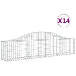 vidaXL Arched Gabion Basket Stone Basket Gabion Retaining Wall Galvanised Iron - 200 x 30 x 40/60 cm/ 14 pcs