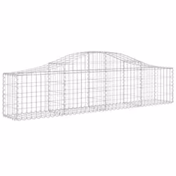 vidaXL Arched Gabion Basket Stone Basket Gabion Retaining Wall Galvanised Iron - 200 x 30 x 40/60 cm/ 14 pcs