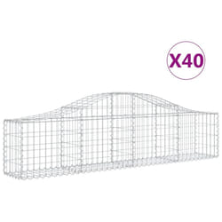 vidaXL Arched Gabion Basket Stone Basket Gabion Retaining Wall Galvanised Iron - 40 pcs, 200 x 30 x 40/60 cm